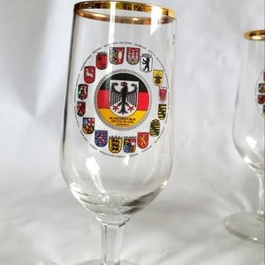 German Bundesrepublik Deutschland Glass 6.5" Gold Rimmed Vintage New